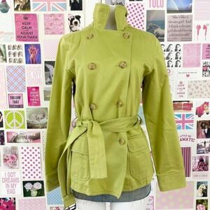old navy apple green short trench coat size medium